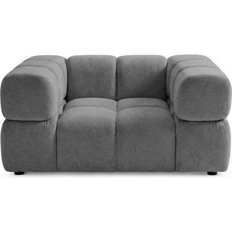 GUSTAVE - Fauteuil tissu velours Gris (1/5)