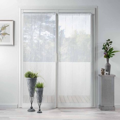 Paris Prix – Paire de voilages 70x200cm en polyester – Fixation à passants – Couleur blanc – Doux et tendance
