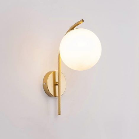 Moderne Globus-Wandleuchte mit elegantem Glasschirm, goldene Wandleuchte im Mid-Century-Stil, energiesparend