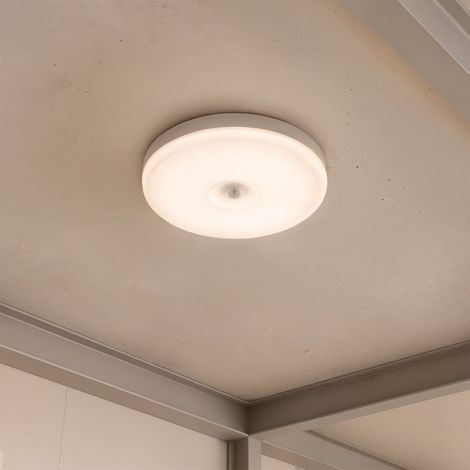 Plafoniera LED 12W Circolare Ø216 mm No Flicker con Sensore di Movimento PIR e Crepuscolare 6500K Bianco Freddo
