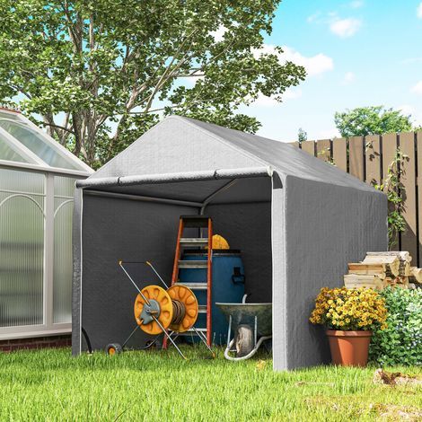 Gartenhaus, 2 x 2 m, Fahrradschuppen mit verzinktem Stahlrahmen, wasserdicht und UV-beständig – grau (1/5)
