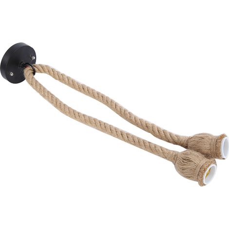 Douille E27, câble électrique en corde de chanvre de 1,5 m, support décoratif pour ampoule (deux douilles) (1/5)