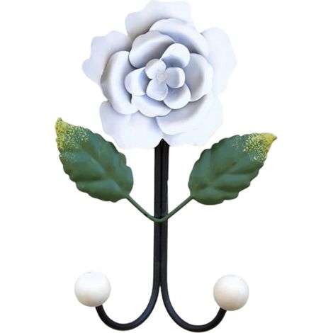 Crochet double en fer forgé en forme de rose, petit crochet de porte, sans perforation, pour salle de bain, cuisine ou porche. Décoration sans perçage.