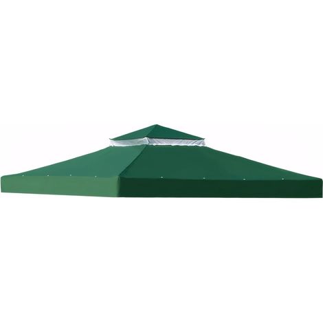 Waterproof gazebo replacement canopy, with breathable mesh, UV-resistant and stable, double roof structure, including drainage holes, ideal for garden sheds (3 x 3 m Green) (1/5)