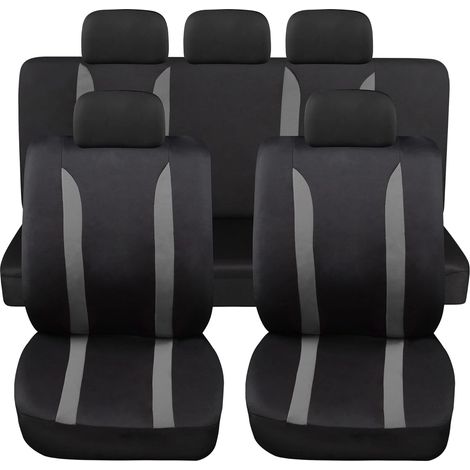 Lupex shop - Coprisedili auto universali modello LS09, set anteriori e posteriori, NO SUV, colore Grigio