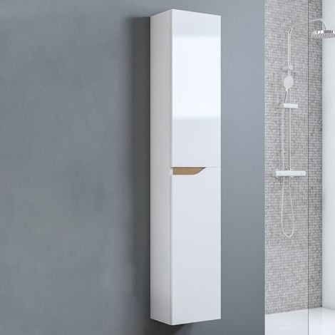 Colonna bagno sospesa 2 ante con maniglia a gola H160 GRACE2 Bianco Lucido (1/2)