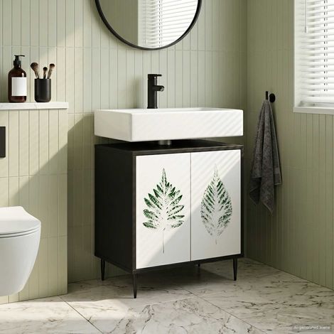 vidaXL Mueble de Cuarto de Baño HANAU Roble Negro 60 x 40 x 61 cm (1/5)