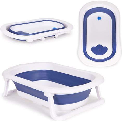 Babybadewanne klappbare touristenbadewanne mit abfluss ecotoys blau