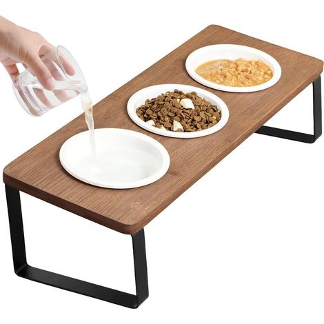(Ensemble de 3 pièces) Distributeur de nourriture pour chat avec support, convient aux chats et aux chiots, anti-vomissements, facile à nettoyer. (1/5)