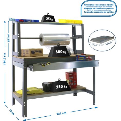 Werkbank KIT SIMONWORK BT4 BOX 1200 GRAU/HOLZ