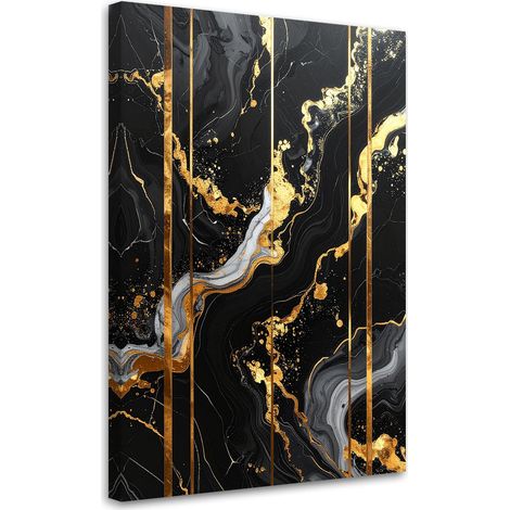 Cuadro sobre Lienzo Abstracción glamour en negro y dorado 20x30 (1/5)