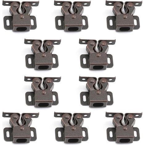 Lot de 10 loquets à double rouleau pour portes de placard et d'armoire (1/5)