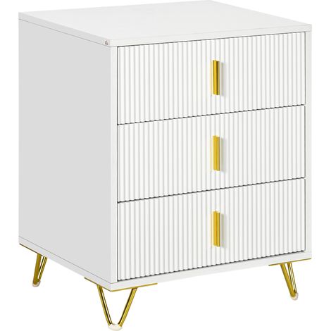 Elegant Chest of Three Drawers White/GoldTone (1/5)