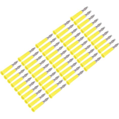 50 Stück Laternen-Bananenstecker aus ABS-Zinklegierung, geschweißt, Lautsprecher-Bananenstecker für 4-mm-Buchse, gelb (1/4)