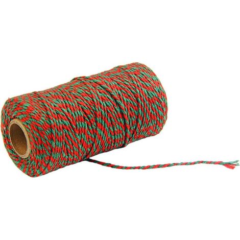 Corde en coton - Corde rouge et verte - Pour travaux manuels et emballages cadeaux - 3 pièces - Rouge/Vert (1/4)