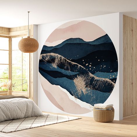 Papier peint rond / cercle - Montagnes design - Diamètre 50 cm (1/4)