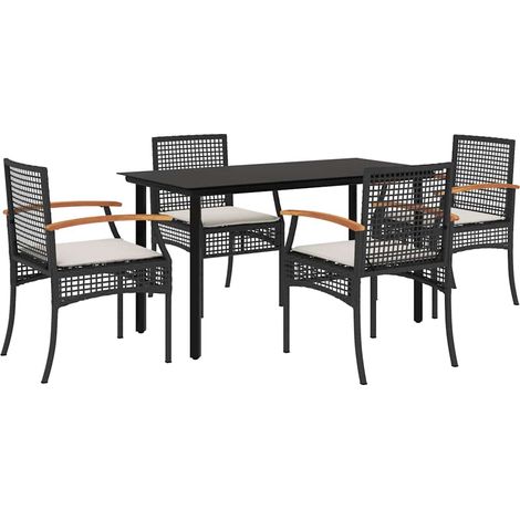Maison Exclusive - 5-tlg. Garten-Essgruppe mit Kissen Schwarz Pol (1/5)