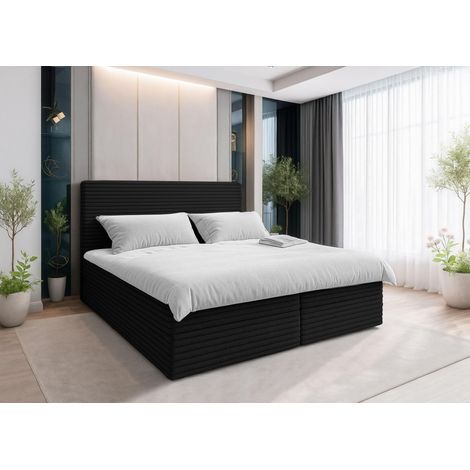 AX LIVING Sevdayla Boxspringbett mit Bettkasten 180x200 Bett Schwarz