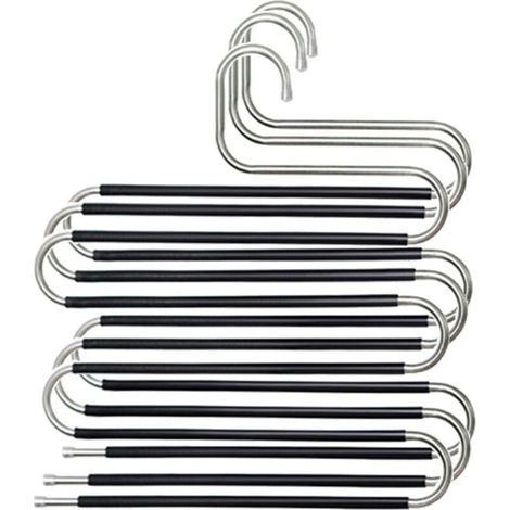 Pantalons Cintres,3 Pièces Cintres de Pantalon en Acier Inoxydable Antidérapant Gain de Place Pantalons Cintres Type S,pour Jupes éCharpes Serviettes (1/5)