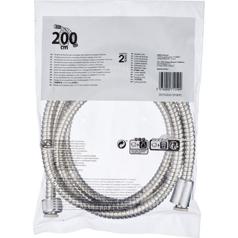 Flexible douche simple agrafage, 2m chrome