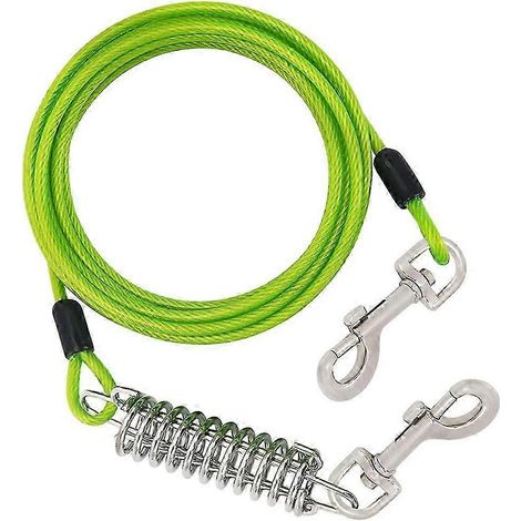 Laisse pour chien, utilisable dans un jardin, en fil d'acier avec un ressort de haute qualité, adaptée aux grands chiens pour la course. (1/5)