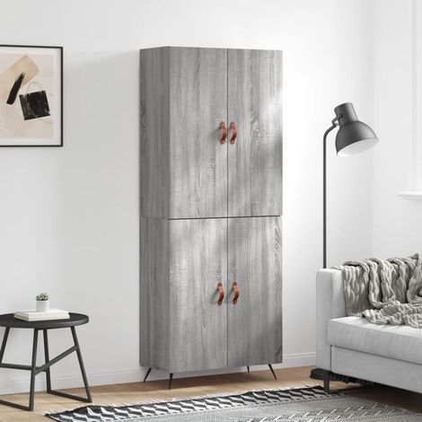 Highboard Grau Sonoma 69,5x34x180 cm Holzwerkstoff