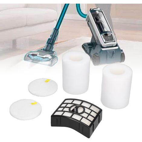 Compatible avec les filtres des séries Shark NV755, UV795 et XFF755 : kit d’accessoires comprenant 1 grille de filtre et 2 kits de coton filtrant. (1/5)
