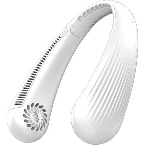 Tragbarer Nackenventilator (weiß), USB, 2200 mAh, leise, ohne Rotorblätter, wiederaufladbar, 3 Geschwindigkeitsstufen (1/5)