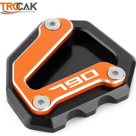 (NOIR ORANGE) Extension de béquille latérale de moto avec repose-pieds élargi et patin antidérapant, compatible avec KTM 790 DUKE (2017-2023, 2019, 2020, 2021, 2022, maxpower). (1/4)
