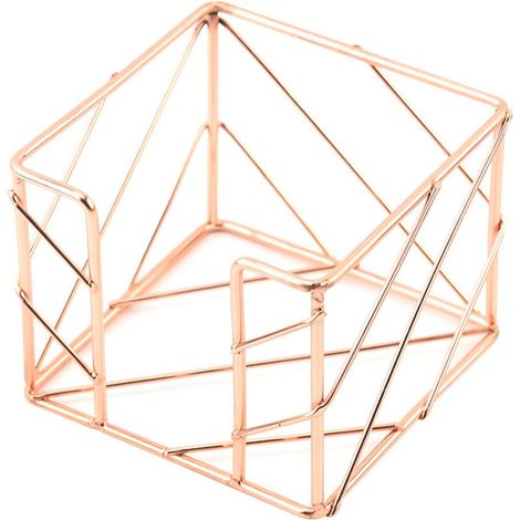 Organiseur de notes adhésives - Étagère de rangement - Étagère de rangement en métal - Boîte à notes ajourée créative - Accessoires de rangement de bureau - Porte-Post-it - Or rose (1/4)