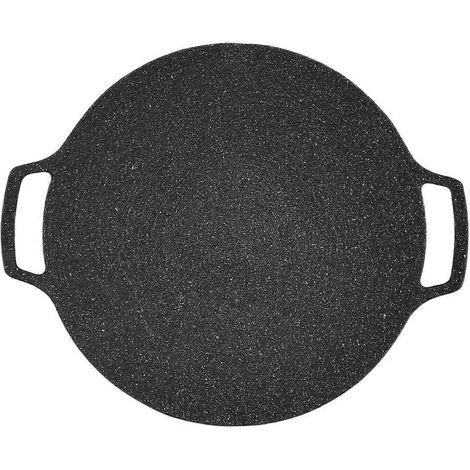 Poêle à frire en fonte de 35 cm d'épaisseur, plaque à crêpes plate, antiadhésive, compatible barbecue, induction et flamme nue (1/5)
