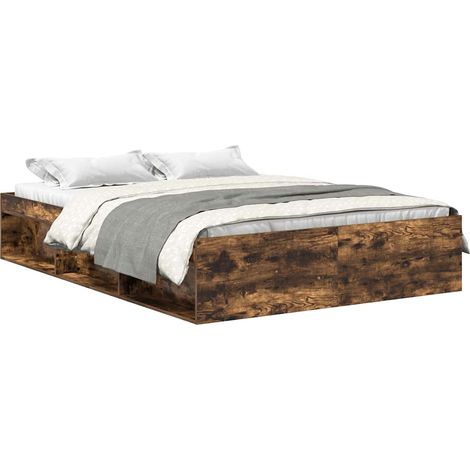 Maison Exclusive - Cadre de lit sans matelas chêne fumé 140x190 cm (1/5)