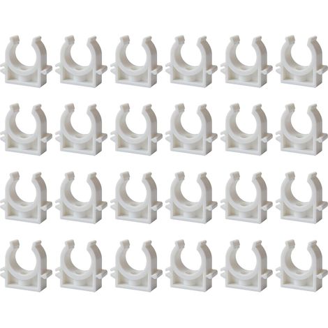 Lot De 24 Clip De Tuyau en Plastique 25 Mm Blanc,collier De Serrage, Support Tuyau Piscine Pour La Fixation Des Chemins De Câbles Dans Les Salles De Bains, Montage Mural (1/5)