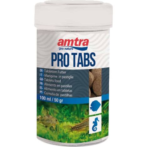 Set 6 pezzi Amtra Pro Tabs 100ml.: Set 6 pezzi Amtra Pro Tabs Mangime in tavolette affondanti ideale per pesci d’acquario che si nutrono dal fondo