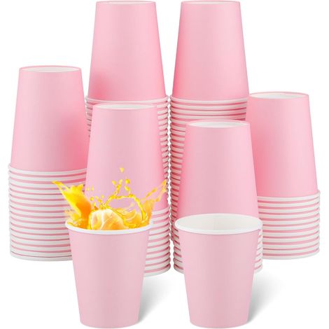 Pack of 100 Disposable Paper Cups 260 ml Light Pink (1/5)