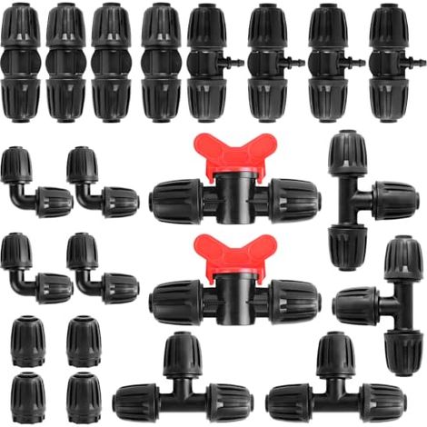 Bewässerungsarmaturen Kit für 1/2" Tropfschläuche für 13/16mm Bewässerungsschläuche 22Stk Gartenbewässerung Barbed Anschluss Bewässerungssystem Micro Drip Verbinder