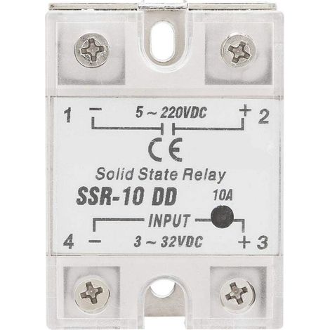 SSR-10DD Semiconductor Relay, SSR DC Control Voltage Relay 3-32VDC 5-220VDC / 10A (1/5)