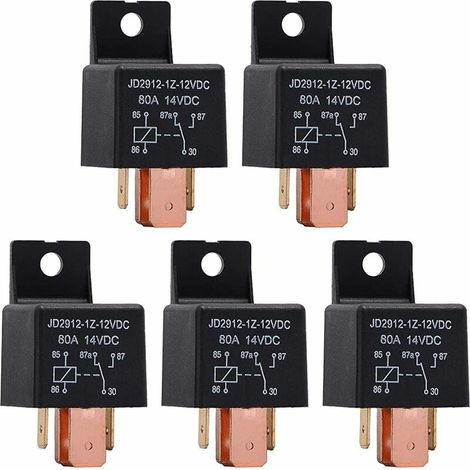 5 Pièces Relais 5 Broches 12V 80A, Relais Automobile JD2912-1Z-12V80A 14VSPDT Camion Bateau Van véhicules de commutateur