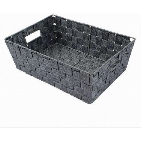 Cleafe - Portaoggetti Cesto In Tessuto Intrecciato 38x26x13cm Maniglie Grigio Scuro 79032 - (1/3)