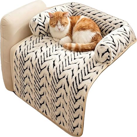 Sofá cama para mascotas, material suave, diseño antideslizante, blanco y negro, 75x55cm (1/2)
