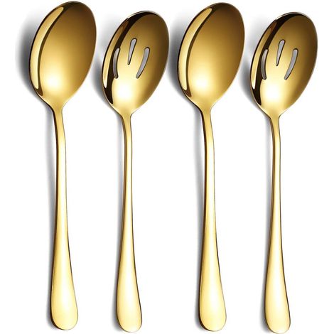 Cuillère À Service - Cuillère Égouttoir - Acier Inoxydable 18/10 - Pour Service De Table Festif - Lot De 4 Pièces (1/5)