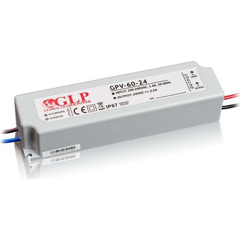 Alimentation LED hermétique 60W – Tension 24V CC – Courant 2,5A – Indice de protection IP67 pour extérieur – Global Leader Power (1/4)