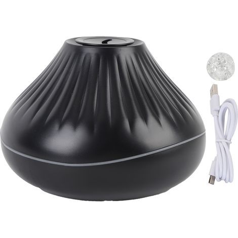 Diffuseur de flamme humidificateur réservoir d'eau 160 ml 7 couleurs huile essentielle USB avec boule de cristal noir