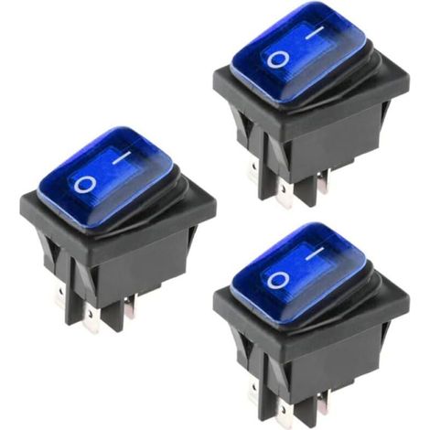 3 Pièces 12V 20A Interrupteur à Bascule Rond de Voiture Bleu LED Lumière Brume Bouton de Commutateur on Off 4 Broches DPST 24V Étanche Auto Bateau (1/5)