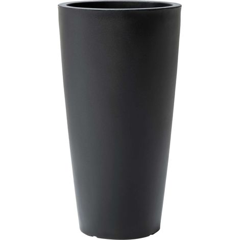 Step2 Tremont Pot De Fleur - Rond Et Grand - Onyx Noir  38,1 X 38,1 X 71,1 Cm  Jardinière Balcon Léger Et Facile À Déplacer - Plastique Rotomoulé