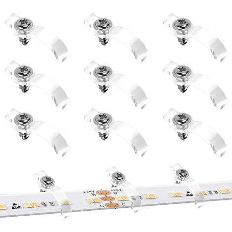 100 clips de fixation pour ruban LED extérieur, avec 100 vis de 10 mm.