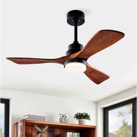Ventilador de techo de 107 cm con luz LED, mando a distancia, motor de corriente continua, 6 velocidades, reversible, color marrón. (1/5)