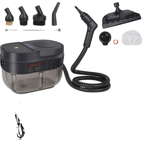 Pulitore a vapore portatile, potenza 2500W, serbatoio dell'acqua da 1600ml, nero (1/2)