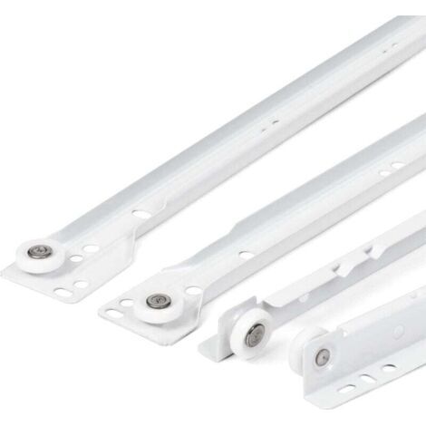 Coulisse Tiroir 400 mm - Lot de 2 (1 paire) Rails pour Tiroir Coulissants, en blanc, Système de Glissière à Sortie Partielle - Kit de Tiroir Coulissants à montage facile