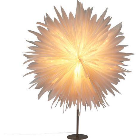 Lámpara Decorativa Copo De Nieve Estrella Hecha A Mano Papel Y Hierro Deco Navidad Blanco Satopanth